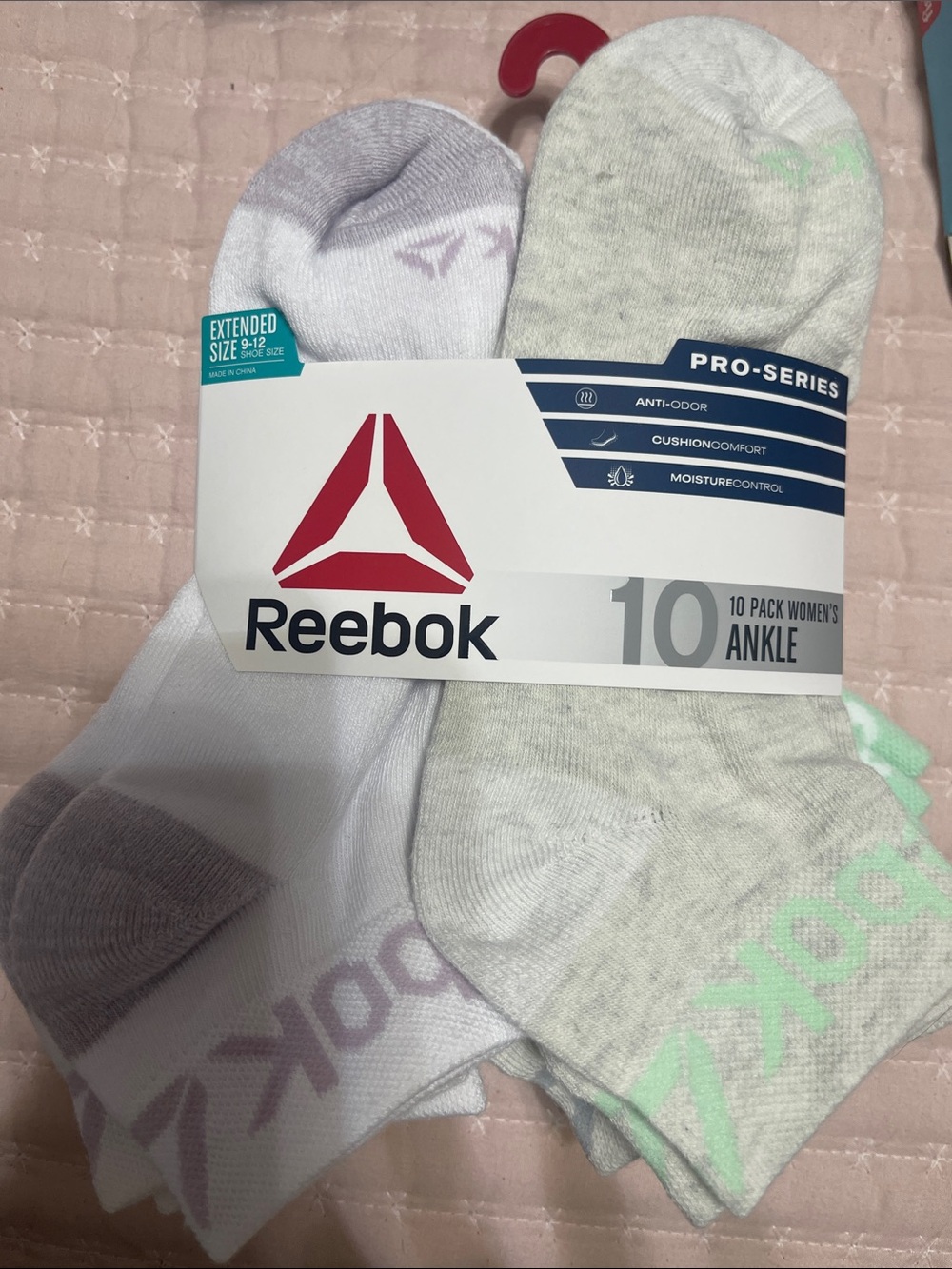 Reebok Women's Ankle Socks - White, Light Gray & Mint (10 Pack)